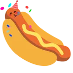 partying face + hot dog