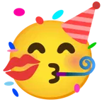 partying face + kiss mark