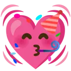 partying face + beating heart