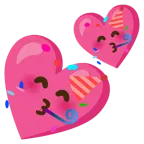 partying face + two hearts
