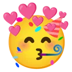 partying face + heart with arrow