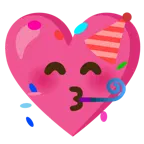 partying face + heart with ribbon