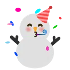partying face + snowman without snow