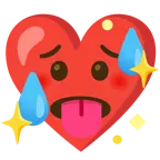 faccina accaldata + cuore che luccica