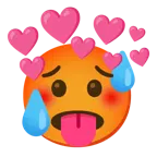 faccina accaldata + cuore con freccia
