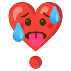 faccina accaldata + punto esclamativo a cuore