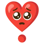 faccina supplichevole + punto esclamativo a cuore
