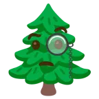 faccina con monocolo + albero sempreverde