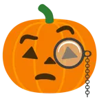 faccina con monocolo + zucca di Halloween