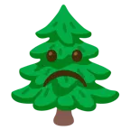 faccina imbronciata + albero sempreverde