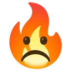 faccina imbronciata + fuoco