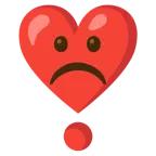 faccina imbronciata + punto esclamativo a cuore