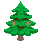 smiling face + evergreen tree