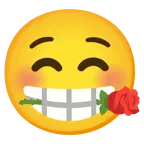 smiling face + rose