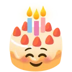 smiling face + birthday cake