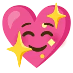 smiling face + sparkling heart