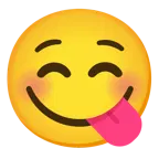 smiling face + face savoring food