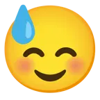 smiling face + downcast face with sweat