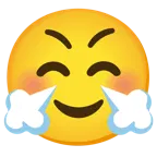 smiling face + face with steam from nose