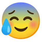 smiling face + anxious face with sweat