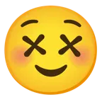 smiling face + face with crossed-out eyes