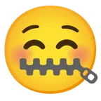 smiling face + zipper-mouth face