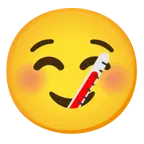 smiling face + face with thermometer