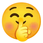 smiling face + shushing face
