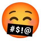 smiling face + face with symbols on mouth