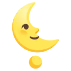 punto esclamativo a cuore + faccina ultimo quarto di luna