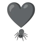 punto esclamativo a cuore + ragno