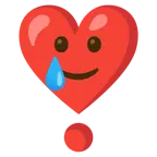 punto esclamativo a cuore + faccina sorridente con lacrima