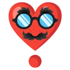 punto esclamativo a cuore + faccina travestita