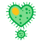 punto esclamativo a cuore + microbo