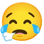 faccina che espira + faccina con lacrime di gioia