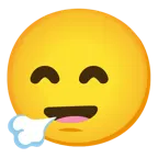 faccina che espira + faccina con sorriso e occhi sorridenti
