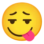 faccina che espira + faccina che si lecca i baffi