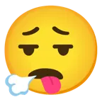 faccina che espira + faccina che mostra la lingua