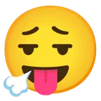 faccina che espira + faccina che strizza gli occhi e mostra la lingua