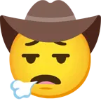 faccina che espira + faccina con cappello da cowboy