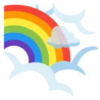 testa tra le nuvole + arcobaleno
