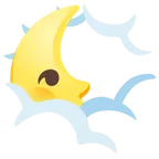 testa tra le nuvole + faccina ultimo quarto di luna