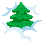 testa tra le nuvole + albero sempreverde