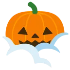 testa tra le nuvole + zucca di Halloween