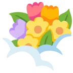 testa tra le nuvole + mazzo di fiori