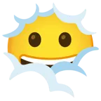 testa tra le nuvole + faccina con un gran sorriso