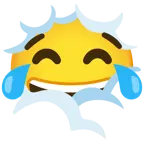 testa tra le nuvole + faccina con lacrime di gioia
