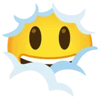 testa tra le nuvole + faccina con sorriso e occhi spalancati