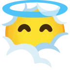 testa tra le nuvole + faccina con sorriso e aureola