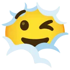 testa tra le nuvole + faccina che fa l’occhiolino